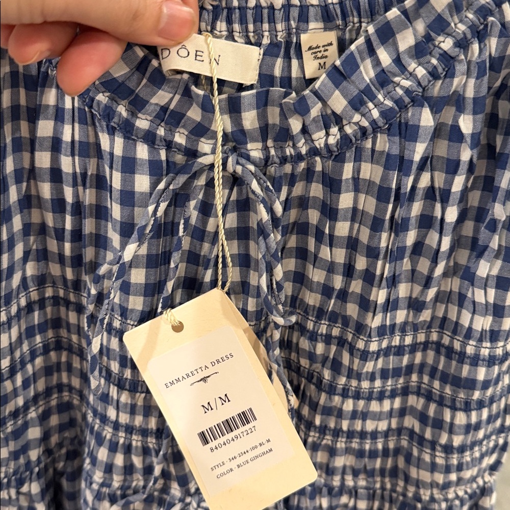 Doen Emmaretta Dress in blue gingham size M - Picture 3 of 4